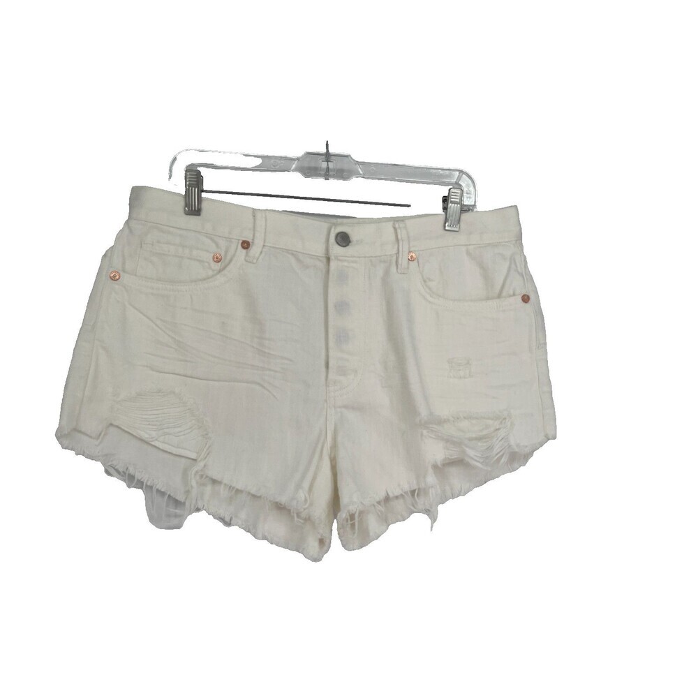Free People We The Free Denim Shorts Women's Size 31 Cut-Off White Distressed